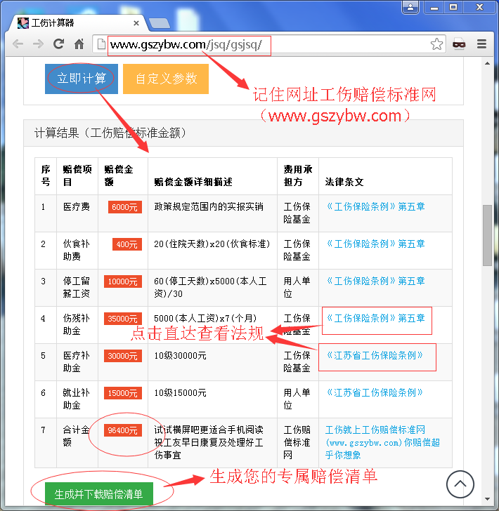 江蘇省工傷賠償標(biāo)準(zhǔn)計(jì)算表 江蘇省工傷賠償標(biāo)準(zhǔn)計(jì)算表