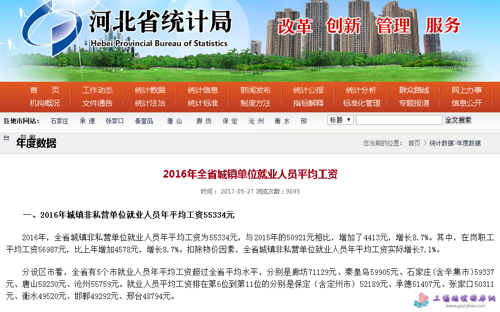 河北省統(tǒng)計局發(fā)布2016年全省城鎮(zhèn)單位就業(yè)人員平均工資 河北省統(tǒng)計局發(fā)布2016年全省城鎮(zhèn)單位就業(yè)人員平均工資