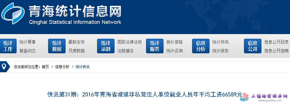 青海省統(tǒng)計局公布2016年青海省城鎮(zhèn)非私營法人單位就業(yè)人員年平均工資 青海省統(tǒng)計局公布2016年青海省城鎮(zhèn)非私營法人單位就業(yè)人員年平均工資