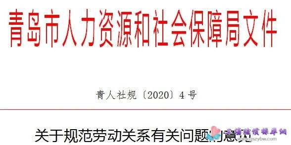 青島市人社局關(guān)于規(guī)范勞動關(guān)系有關(guān)問題的意見 青人社【2020】4號 青島市人社局關(guān)于規(guī)范勞動關(guān)系有關(guān)問題的意見 青人社【2020】4號